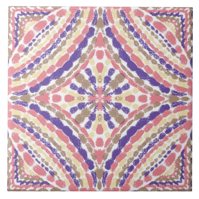 Lila rosa Mosaike, handgemalt Fliese (Vorderseite)