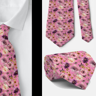 Lila rosa Muster Blume Floral Neck Tischtennis Krawatte
