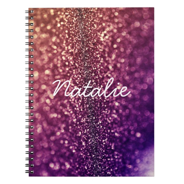 Lila rosa Name NATALIE funkelnd Glitternotizbuch Notizblock (Vorderseite)