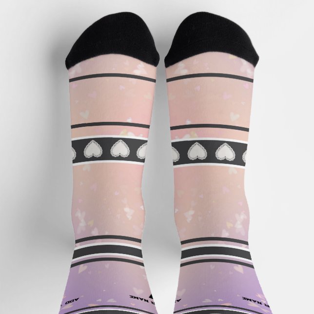 Lila Rosa - Name Nummer Socken (Oben)