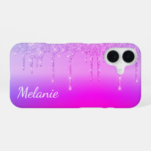 Lila Rosa Neon-iPhone-Hülle mit individuellem Name iPhone 16 Hülle