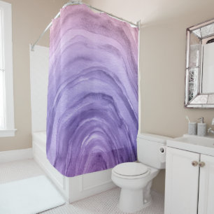 Lila rosa Ombre Agate II Wasserfarbmuster Duschvorhang