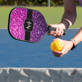 Lila Rosa Ombre Imitate Glitzer Glitzern Monogram Pickleball Schläger