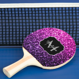Lila Rosa Ombre Imitate Glitzer Glitzern Monogram Tischtennis Schläger