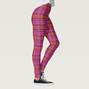 Lila Rosa Orange Karo Tartan Design  Leggings