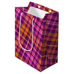 Lila Rosa Orange Karo Tartan Design Mittlere Geschenktüte