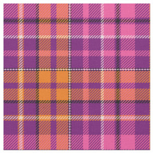 Lila Rosa Orange Karo Tartan Design Stoff
