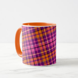 Lila Rosa Orange Karo Tartan Design  Tasse