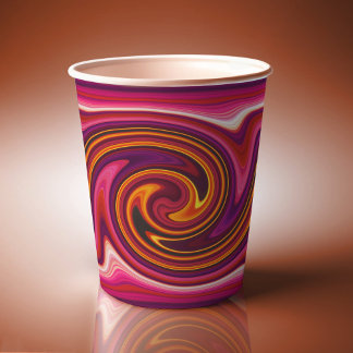 Lila rosa Orange Swirl Cooles feines, trippiges Pa Pappbecher