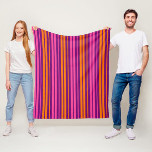 Lila Rosa Orange Vertikale Streifen Design Fleecedecke
