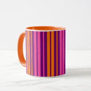 Lila Rosa Orange Vertikale Streifen Design Tasse