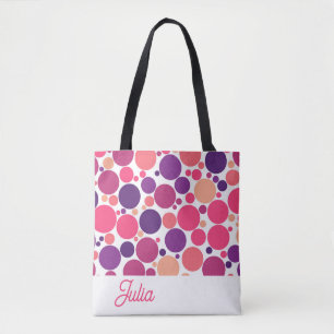 Lila rosa Orangefarbener Kreis Personalisiert Tasche