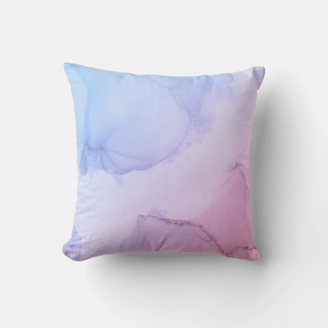 Lila rosa Pastellfarben, Aquarellfärbung Kissen (Vorderseite)