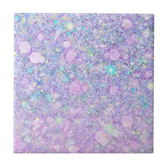 Lila rosa Pastellfarben Imitate Glitzer Solid Fliese (Vorderseite)