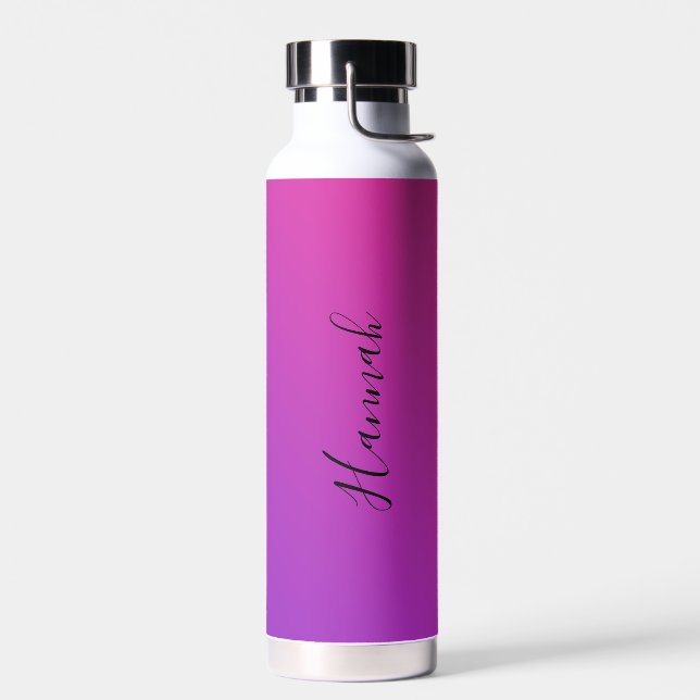 Lila rosa Personalisierter Name Trinkflasche (Links)