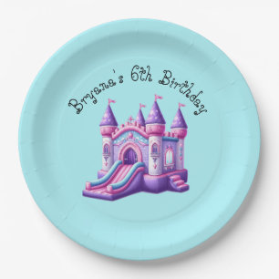 Lila Rosa Princess Castle Bounce House Party Pappteller