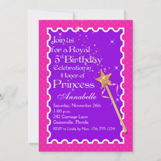 Lila, rosa Princess Party FOTO Geburtstag Einladun Einladung