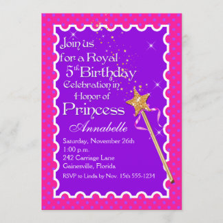 Lila, rosa Prinzessin Party Geburtstag Einladung
