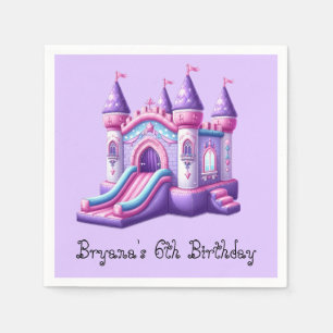 Lila Rosa Prinzessinnen-Schloss-Hüpfburg-Party Serviette