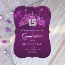 Lila, rosa Quinceanera mit Tiara Einladung