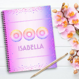 Lila, rosa Regenbogen-Donuts fett moderner Glitzer Notizbuch