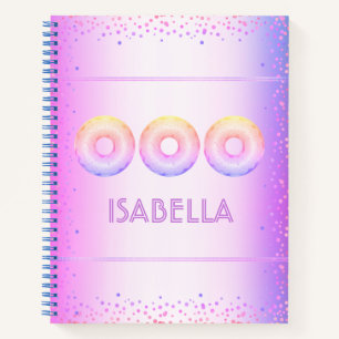 Lila, rosa Regenbogen-Donuts fett moderner Glitzer Notizbuch
