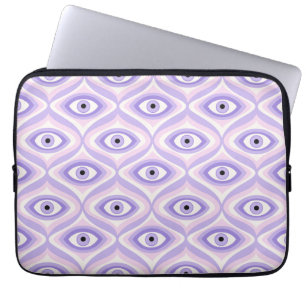 Lila rosa Retro-Mode mit Augenmuster Laptopschutzhülle