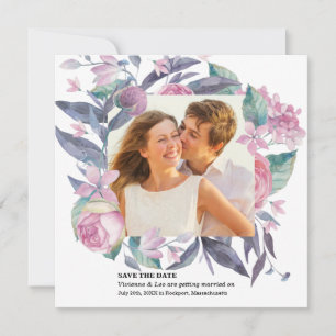 Lila Rosa Rosen Blumen Foto Save-the-Date-Karte Save The Date