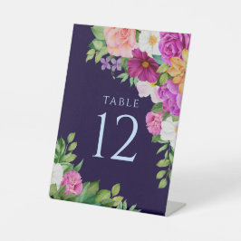 Lila rosa Rosen Dunkelblau Wasserfarben Sockelschild