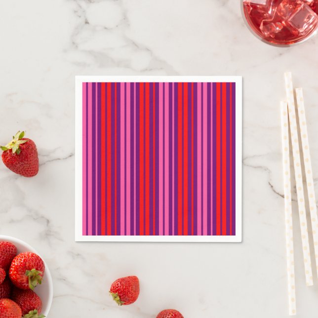 Lila Rosa Rot Vertikal gestreift Design   Serviette (Beispiel)