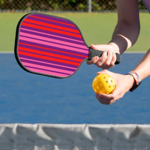 Lila Rosa Rot Vertikal gestreifter Entwurf   Pickleball Schläger
