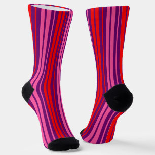 Lila Rosa Rot Vertikal gestreifter Entwurf Socken