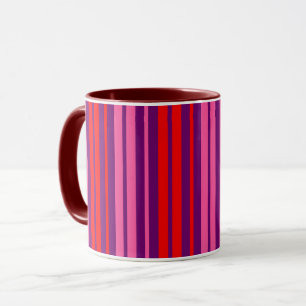 Lila Rosa Rot Vertikal Streifen Design Tasse