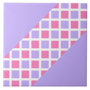 Lila Rosa Schachbrett-Diamant-Muster Fliese