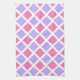 Lila Rosa Schachbrett-Diamant-Muster Geschirrtuch