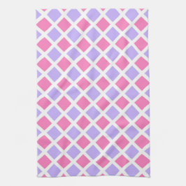 Lila Rosa Schachbrett-Diamant-Muster Geschirrtuch