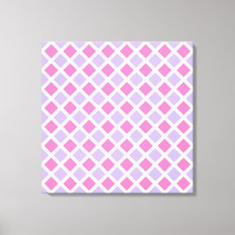 Lila Rosa Schachbrett-Diamant-Muster Leinwanddruck