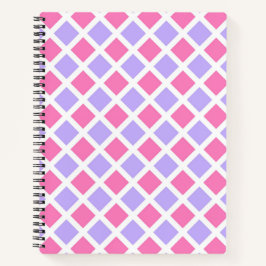 Lila Rosa Schachbrett-Diamant-Muster Notizbuch