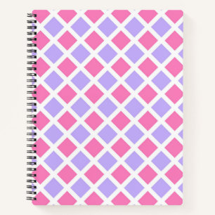 Lila Rosa Schachbrett-Diamant-Muster Notizbuch