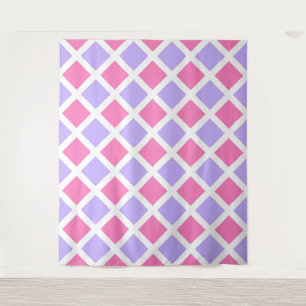 Lila Rosa Schachbrett-Diamant-Muster Wandteppich