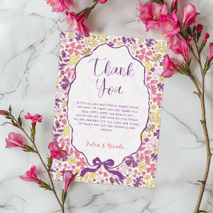 Lila Rosa Schleife Wildblumen Blüten Baby Shower Einladung