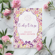 Lila Rosa Schleife Wildblumen Blüten Baby Shower