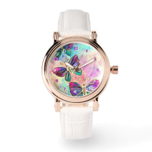 Lila rosa Schmetterlinge beobachten Armbanduhr