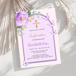Lila Rosa-Schmetterlinge Bogen Bestätigung Einladung