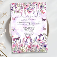 Lila Rosa Schmetterlinge & Wildblumen Kinderdusche