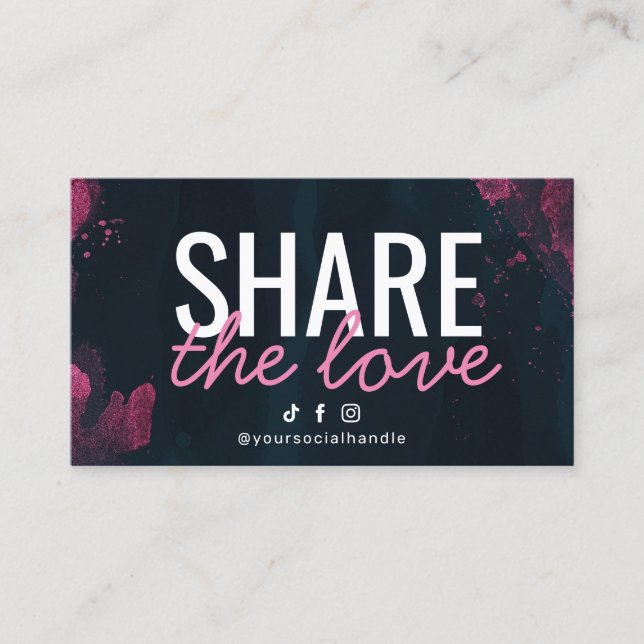 Lila Rosa Share der Liebe-Referenzkarte  Visitenkarte (Vorderseite)