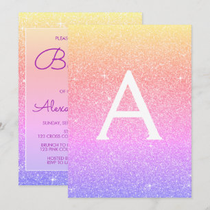 Lila rosa Sparkle Glitzer Taufe Einladung