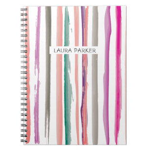 Lila rosa Streifen Minimal Beruflich Girly Notizblock