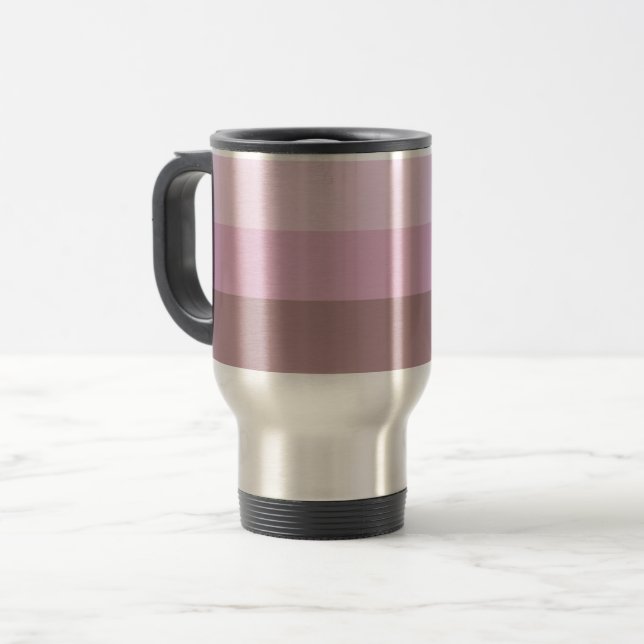 Lila rosa Streifen Ombre Reisebecher (Vorderseite Links)
