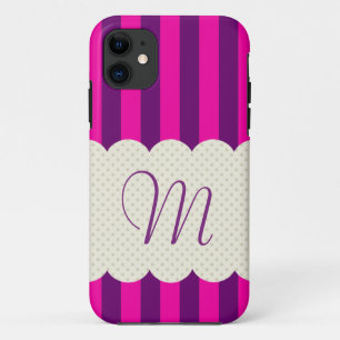 Lila Rosa Streifen Polka Punkte Monogramm title_seo2